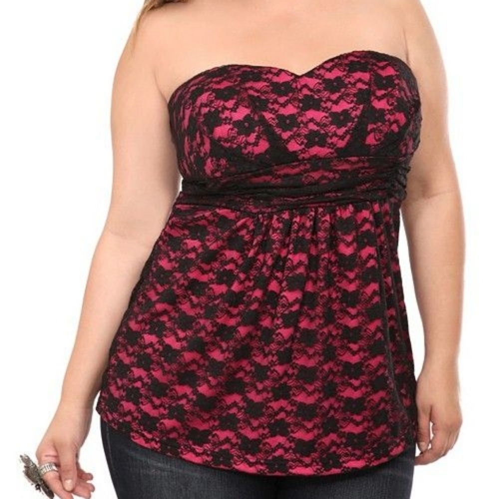 Pink and black lace top